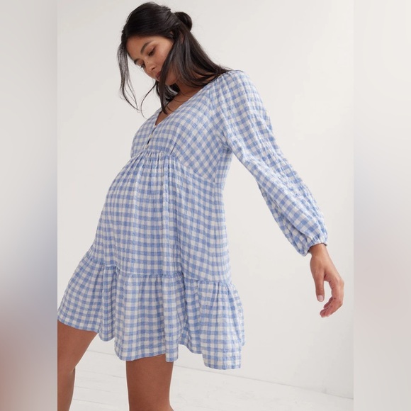 Hatch Maternity Kelsey Blue Gingham Dress - Picture 2 of 7